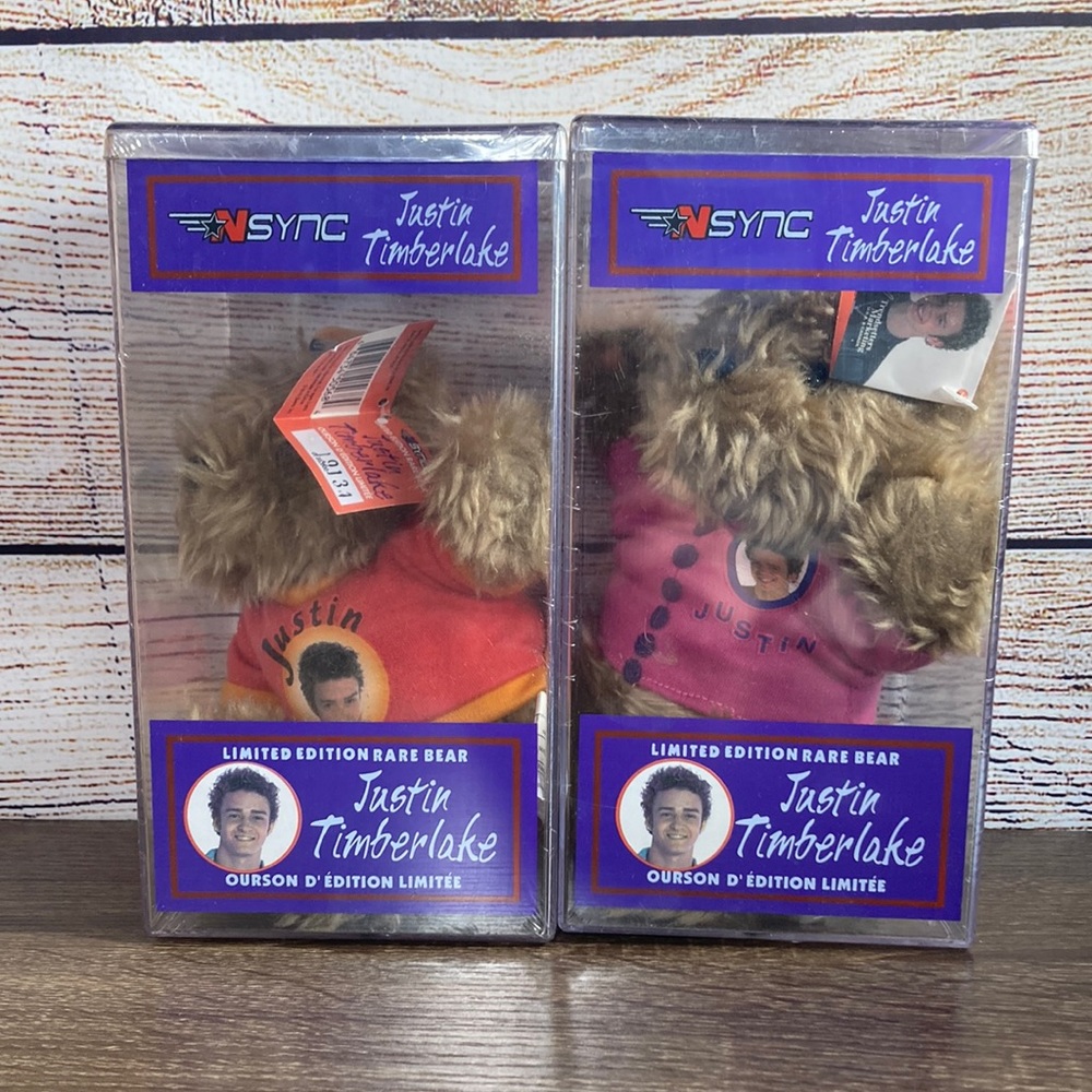Set of 2 NSYNC Collectible 2000 Limited Edition RARE Bear Justin Timberlake
